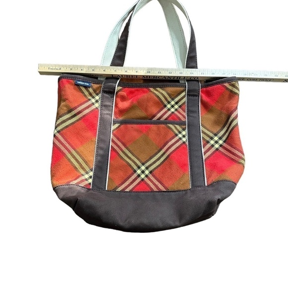 Lands End Tote Bag Red Brown Retired‎ Pattern Very Good Condition Pockets - Picture 10 of 13